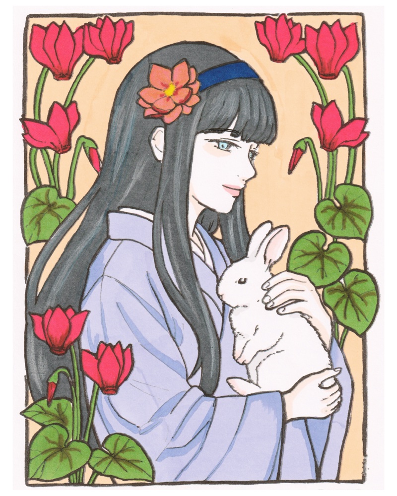 Snow Goddess with rabbit — completed coloring