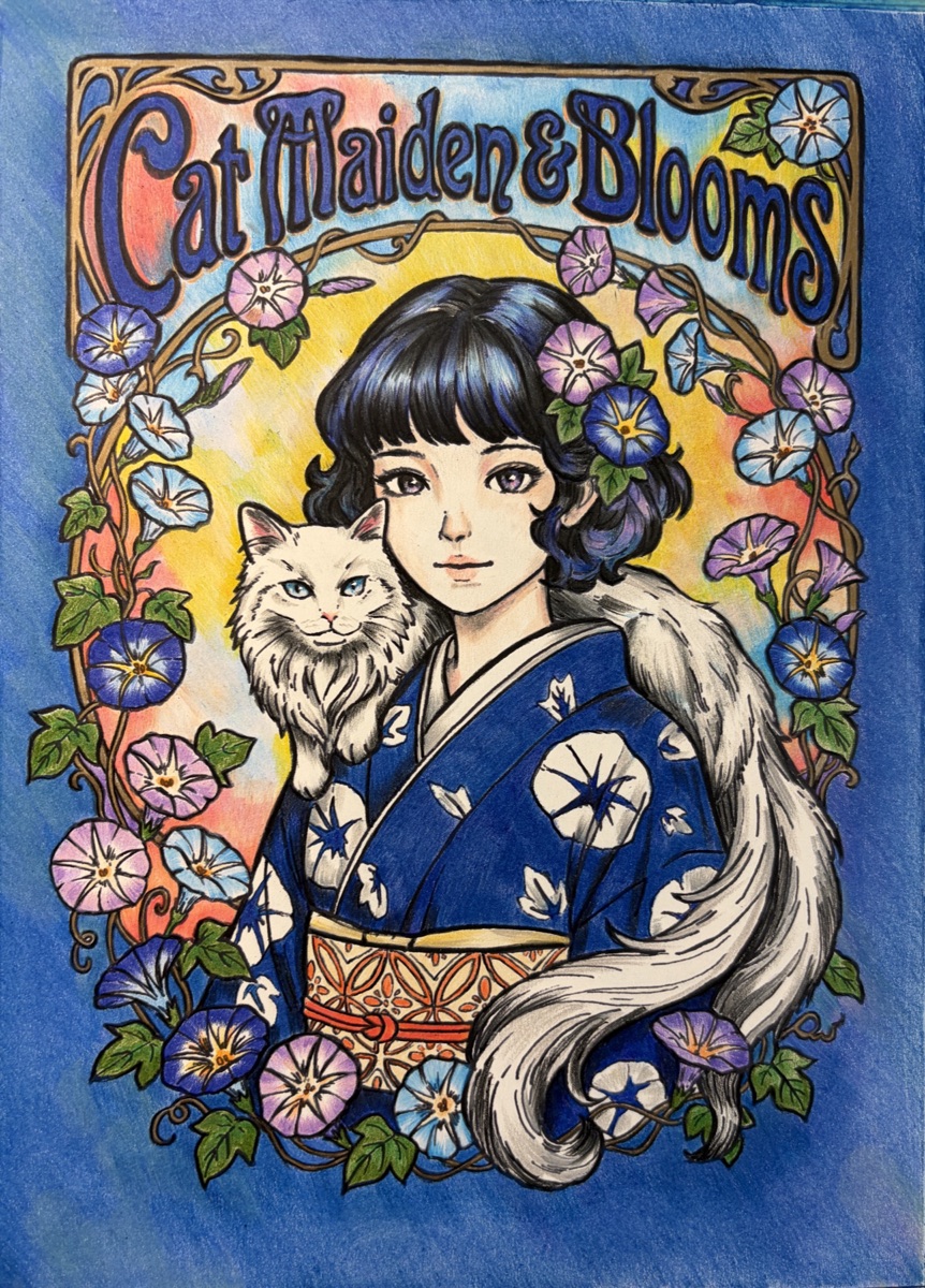 The Cat Maiden — hand-colored original artwork by Atelier Mio