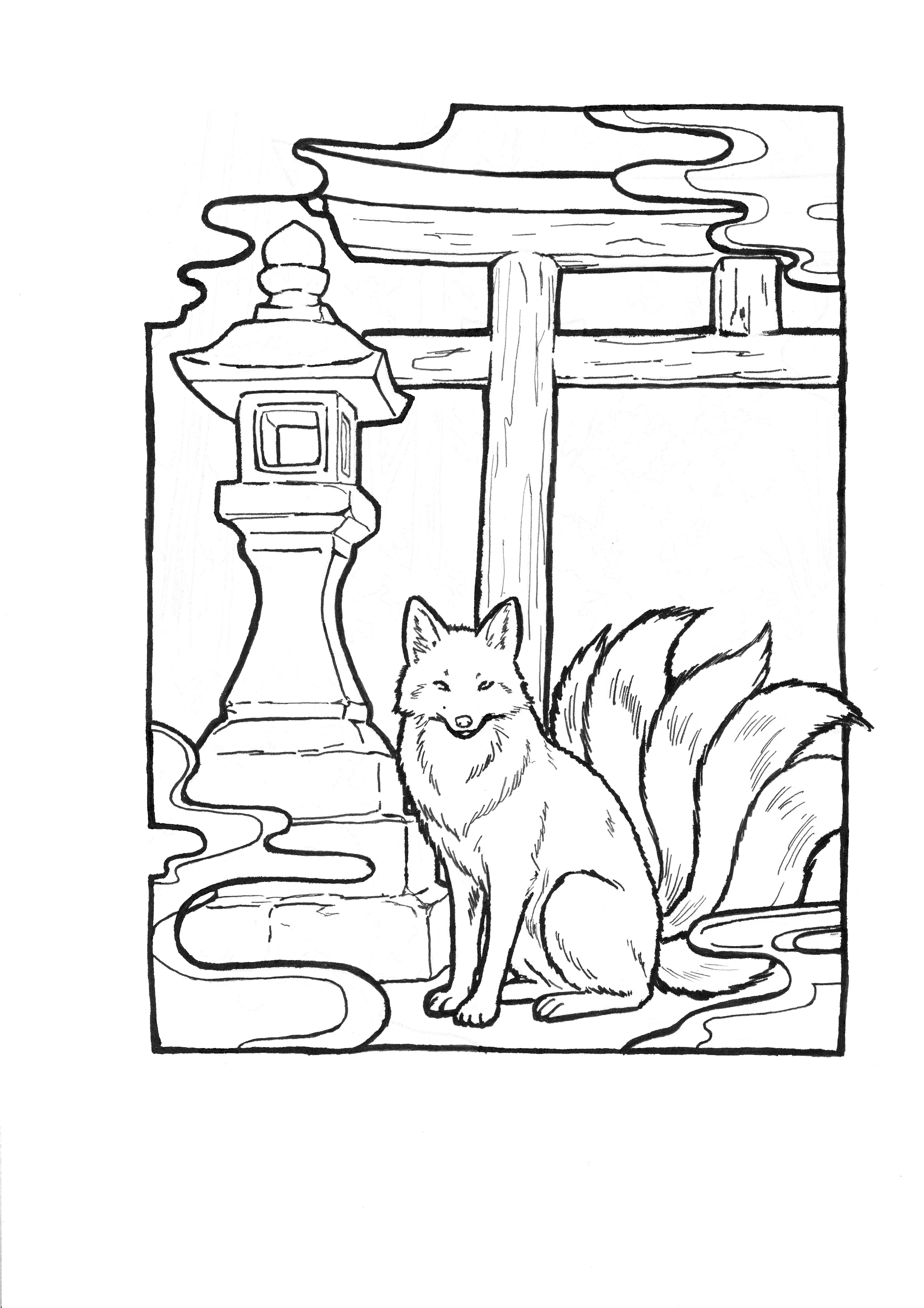 Fox Spirit line art — Wabi-Sabi philosophy
