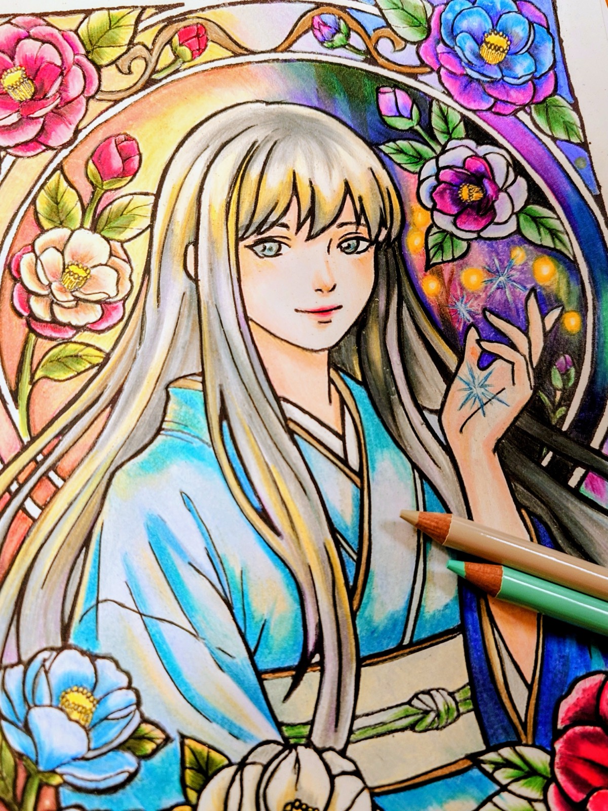 A completed coloring page, brought to life in color