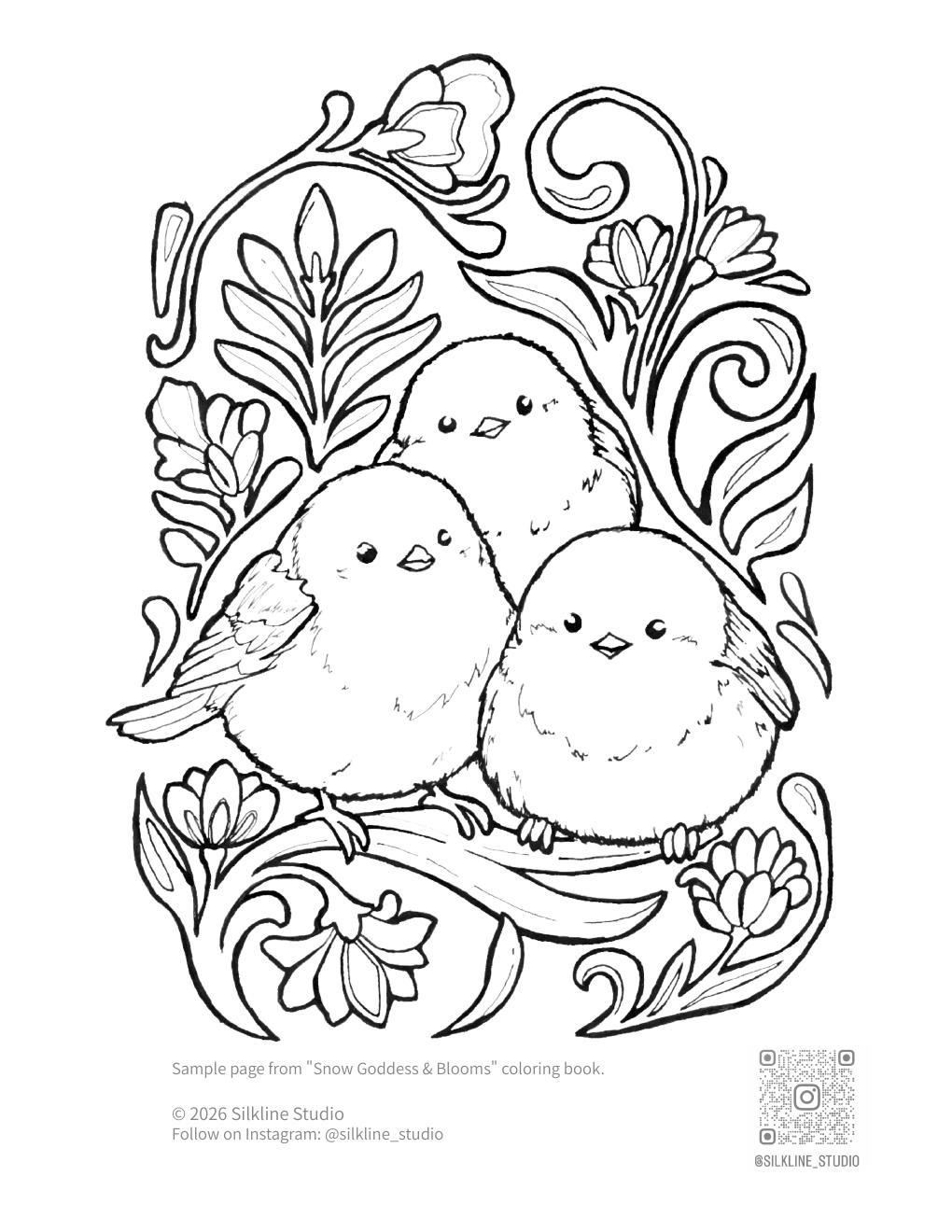 Snow Fairies (Shimaenaga) — coloring page